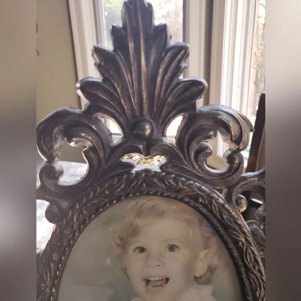 Antique Ornate Metal Picture Frame